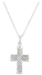 Woven Cross Ash Holder Necklace, Rhodium Plate Sterling Silver, Yellow Gold Plated Accents, 18"