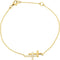 Diamond Double Sideways Cross Rhodium-Plated 14k Yellow Gold Bracelet, Adjustable 6-8" (.20 Ctw, HIJ Color, I3 Clarity)