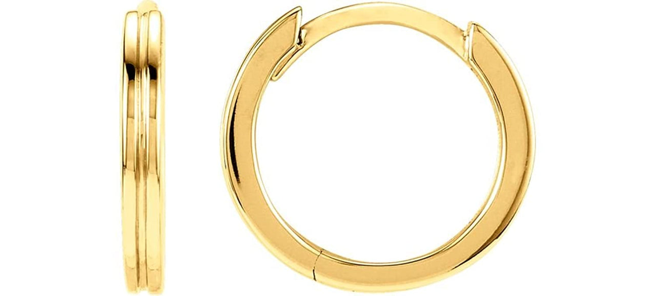 Grooved Hoop Earrings, 14k Yellow Gold