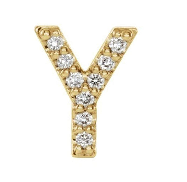 14k Yellow Gold Gold Diamond Letter 'Y' Initial Stud Earring (Single Earring) (.04 Ctw, GH Color, I1 Clarity)