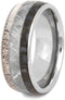 Gibeon Meteorite, Dinosaur Bone, Deer Antler 8mm Comfort-Fit Titanium Ring, Size 13.75