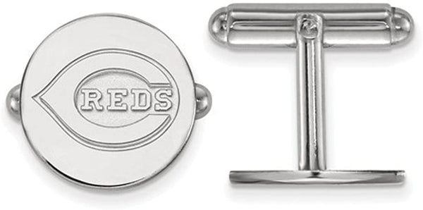 Rhodium-Plated Sterling Silver Cincinnati Reds Cuff Links, 15MM