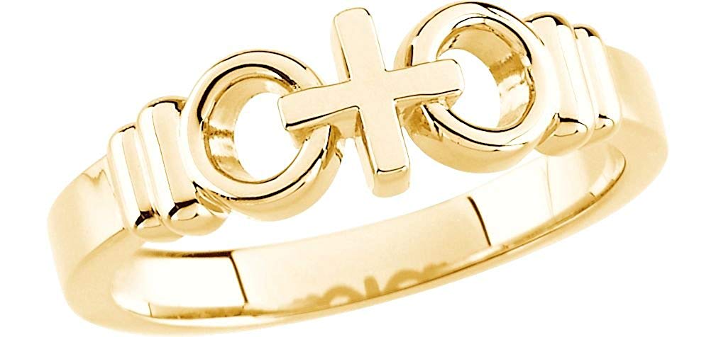 Men's 10k Yellow Gold Joined By Christ Cross Wedding Ring, Size 10