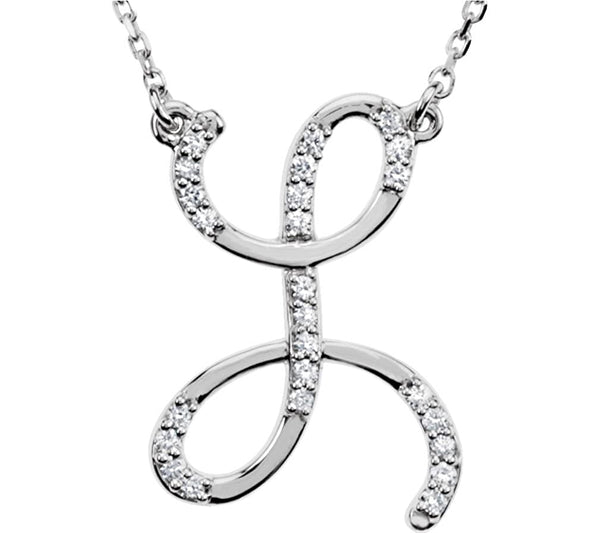Diamond Initial Letter 'L' Rhodium-Plated 14k White Gold Pendant Necklace, 17" (GH, I1, 1/8 Ctw)