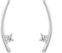 Diamond Ear Climbers, Rhodium-Plated 14k White Gold (.125 Ctw, G-H Color, I1 Clarity)