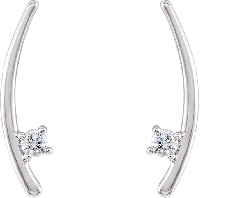 Diamond Ear Climbers, Rhodium-Plated 14k White Gold (.125 Ctw, G-H Color, I1 Clarity)