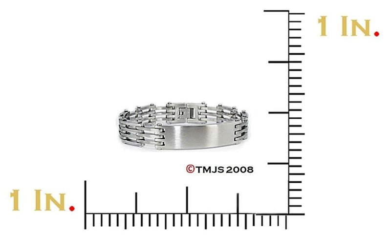 Men's Brushed Stainless Steel IDENT Bracelet, 8.25"