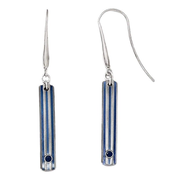 Radiance Collection Gray and Blue Anodized Titanium Blue Sapphire Earrings