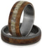 Elk Antler, Redwood Titanium Band and Redwood, Sandblasted Titanium Band, His and Hers Wedding Band Set , M12.5-F6.5