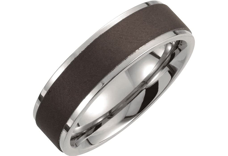 7mm Comfort Fit Titanium and Satin Black Oxidized Ring