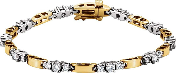 Two-Tone Diamond Line Bracelet, 14k Yellow & White Gold (1.88 Cttw, GH Color, I1 Clarity)