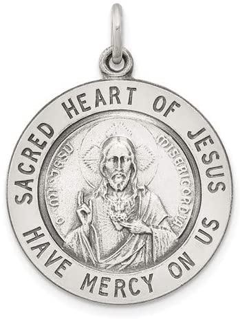 Sterling Silver Sacred Heart of Jesus Medal (30X22MM)