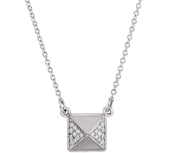 Diamond Pyramid Platinum Pendant Necklace, 16" (.05 Cttw)