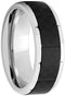 Men's Titanium, Black Carbon Fiber Inlay 8mm Comfort-Fit Grooved Band