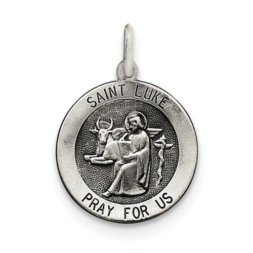 Sterling Silver Antiqued Saint Luke Medal (26X20MM)