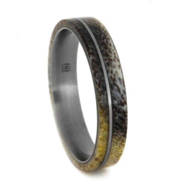 Deer Antler 5mm Comfort-Fit Matte Titanium Band