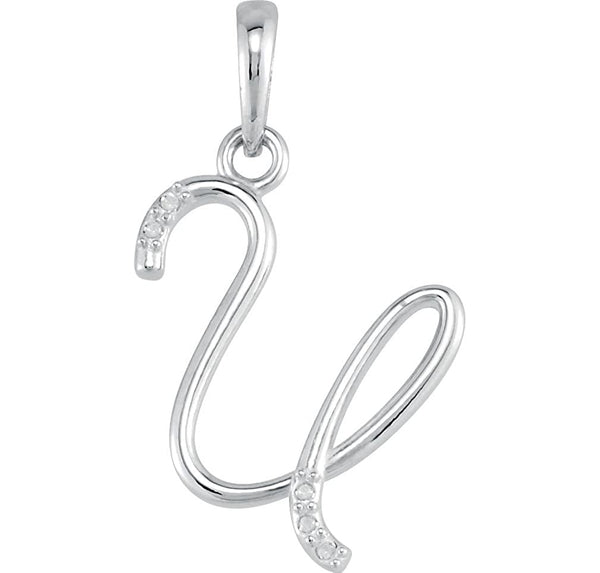 5-Stone Diamond Letter 'U' Initial 14k White Gold Pendant Necklace, 18" (.03 Cttw, GH, I1)