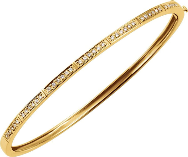 Petite Diamond Bangle Bracelet, 14k Yellow Gold, 7" (.33 Cttw, HI Color, I1 Clarity)