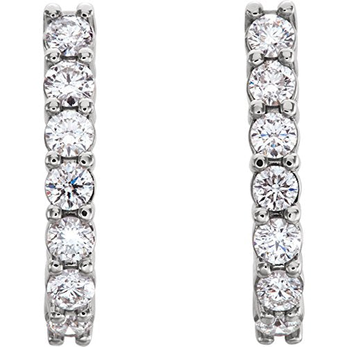 Platinum Diamond J-Hoop Earrings (2/3 Ctw, Color G-H, Clarity SI2-SI3)