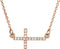 17-Stone Diamond Sideways Cross 14K Rose Gold Pendant Necklace, 16-18" (.01 Cttw)