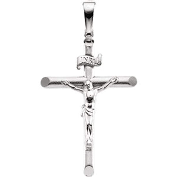 Round Crucifix 14k White Gold Pendant (35x25MM)