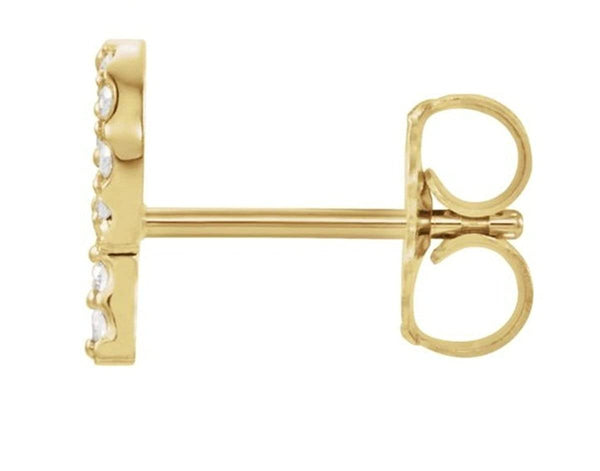 14k Yellow Gold Gold Diamond Letter 'P' Initial Stud Earring (Single Earring) (.06 Ctw, GH Color, I1 Clarity)