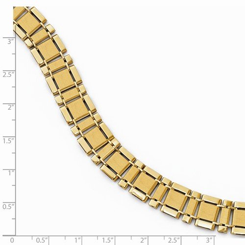 Men's Polished and Brushed 14k Yellow Gold Link Bracelet, 8"