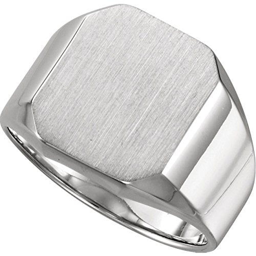 Men's Brushed-Satin Octagon Signet Ring, Sterling Silver (16X14MM)