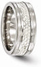 Edward Mirell Titanium and Sterling Silver Grooved 9mm Wedding Band