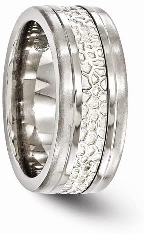 Edward Mirell Titanium and Sterling Silver Grooved 9mm Wedding Band