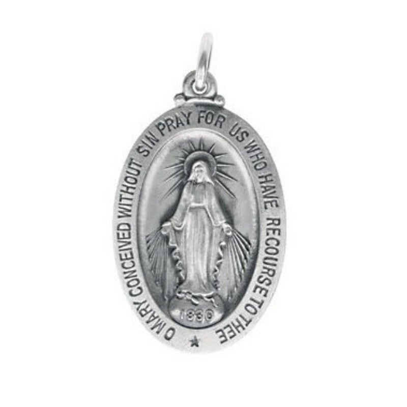 Sterling Silver Oval Miraculous Medal (30x20 MM)