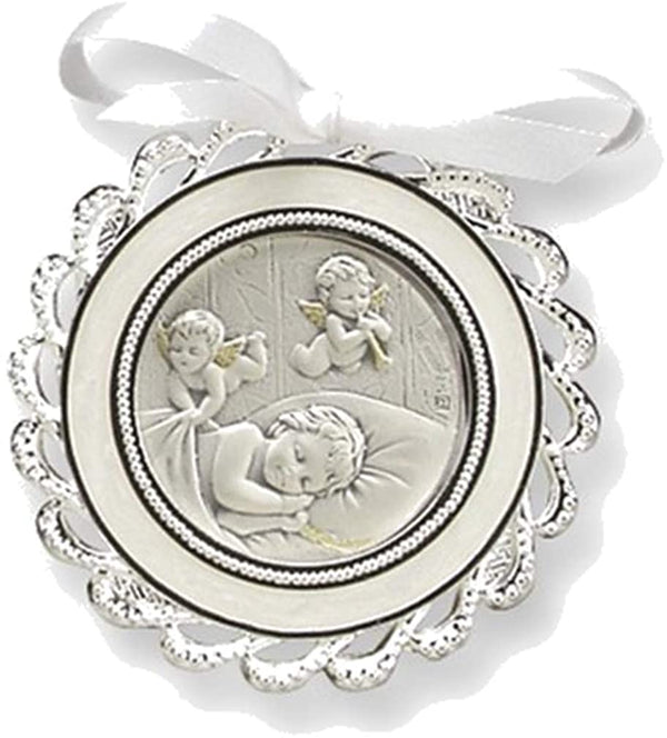 Sterling Silver Babies White Crib Medal (5.25 X 7.2 Inches)