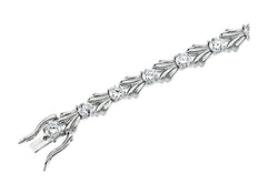 CZ Fancy Sterling Silver Tennis Bracelet, 7.25"