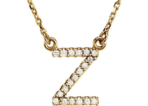 14k Yellow Gold Diamond Initial 'Z' 1/10 Cttw Necklace, 16" (GH Color, I1 Clarity)