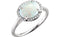 14K White Gold, Opal Cabochon and Diamond Oval Halo Ring, Size 7