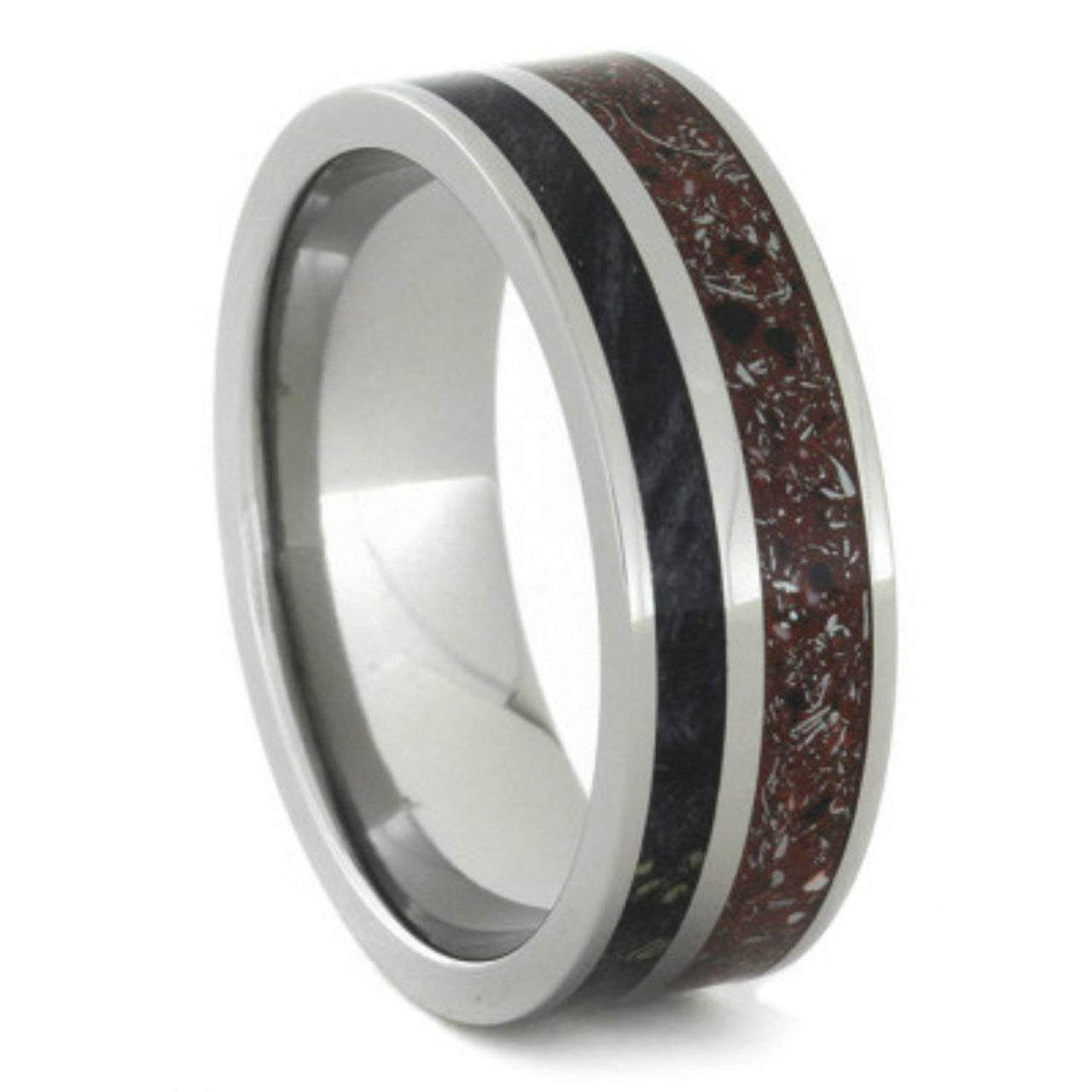 Red Stardust Concrete, Black Box Elder 8mm Comfort-Fit Titanium Ring