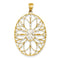 Rhodium-Plated 14k Yellow Gold Floral Medallion Pendant (50X30MM)