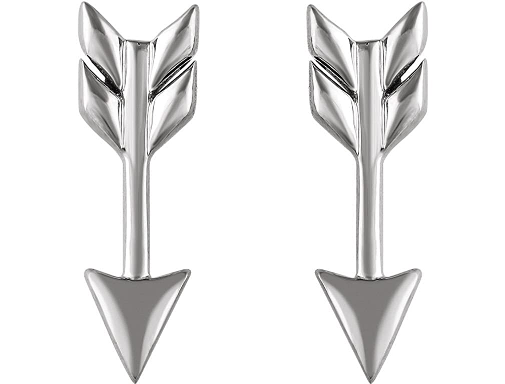 Satin-Finish Arrow Earrings, Rhodium-Plated 14k White Gold