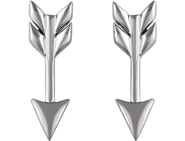 Satin-Finish Arrow Earrings, Rhodium-Plated 14k White Gold