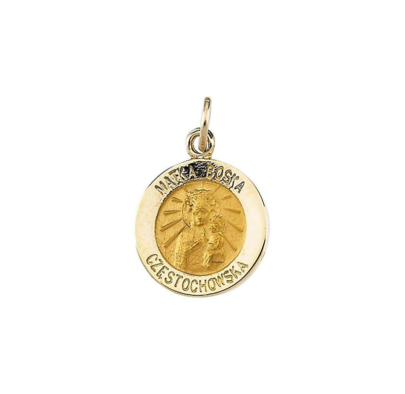 14k Yellow Gold Round Matka Boska Medal (25 MM)