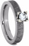 Forever One Moissanite, Gibeon Meteorite 4mm Comfort-Fit Titanium Ring, Size 14.5