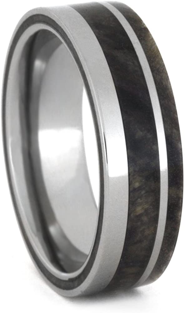 Buckeye Burl Wood 7mm Comfort-Fit Titanium Wedding Band