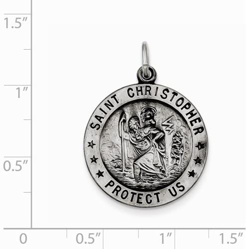Sterling Silver Saint Christopher Medal Pendant (30X22 MM)