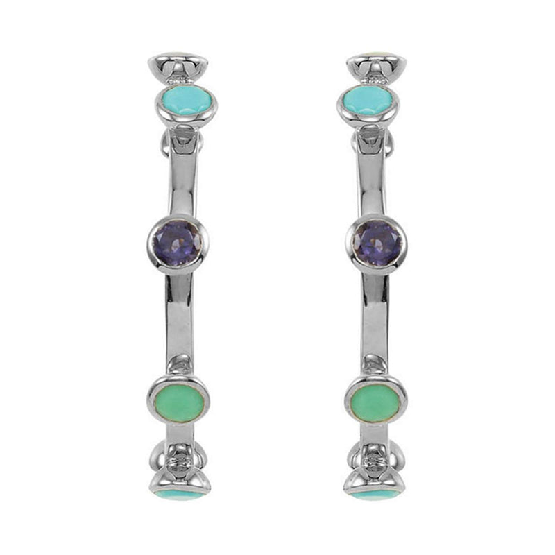 Missoma Multi-Gemstone Hoop Earrings, Sterling Silver (30mm)