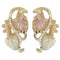 Scrolling Diamond-Cut Trim with Inlaid Leaf Earrings, 10k Yellow Gold, 12k Green and Rose Gold Black Hills Gold Motif