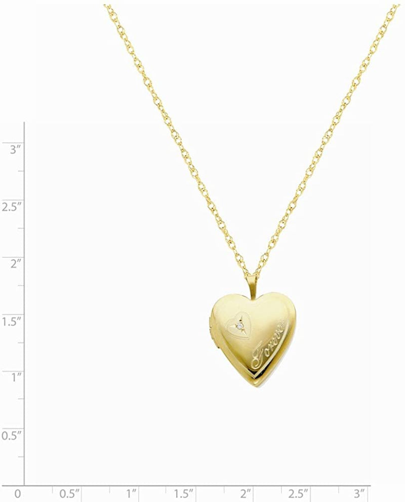 Gold-Filled Sterling Silver Diamond Heart 'Forever' Locket Pendant Necklace, 18"