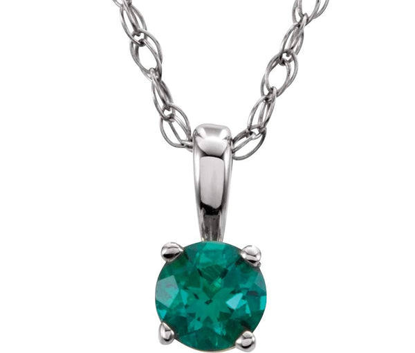 Children's Imitation Emerald 'May' Birthstone Pendant Necklace, 14"