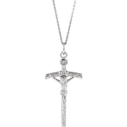 Papal Crucifix Sterling Silver Pendant Necklace, 24" (38X18MM)
