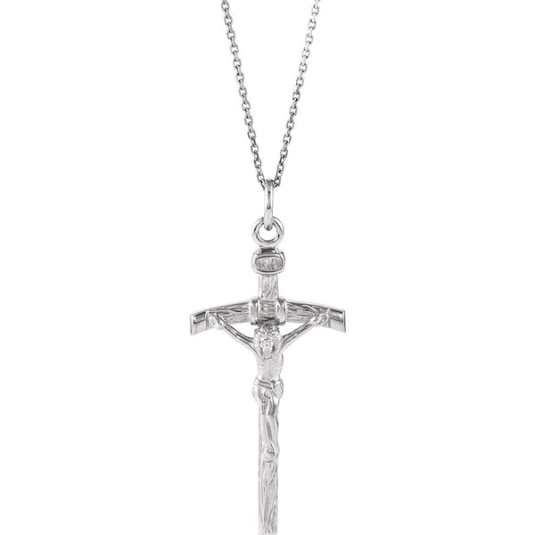 Papal Crucifix Sterling Silver Pendant Necklace, 18" (23X14MM)