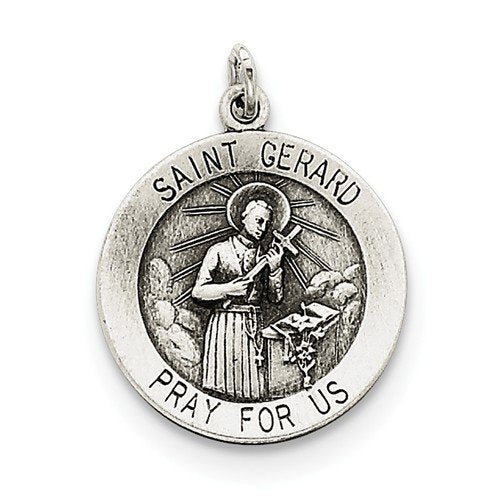 Sterling Silver Antiqued Saint Gerard Medal (25X20MM)